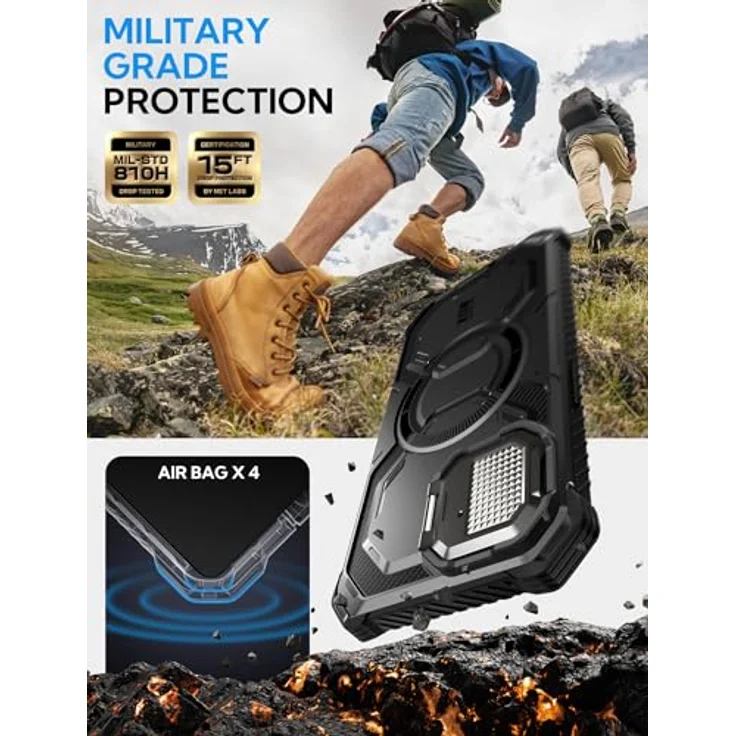 i-Blason Armorbox für iPhone 16e Hülle mit Kameraschutz Ständer [Kompatibel mit kabellosem Laden] Magnetisch Handyhülle Bumper Case Schutzhülle mit Displayschutz für iPhone 16e 6.1'' 2025 (Schwarz) – Bild 2