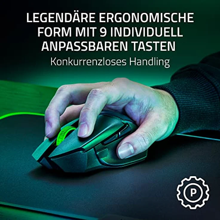 Razer Basilisk V3 X HyperSpeed - Kabellose Gaming-Maus (Ikonische Ergonomische Form mit 9 Anpassbaren Bedienelementen, HyperSpeed Wireless, 5G Advanced 18K Optical Sensor, Chroma RGB) Schwarz – Bild 2