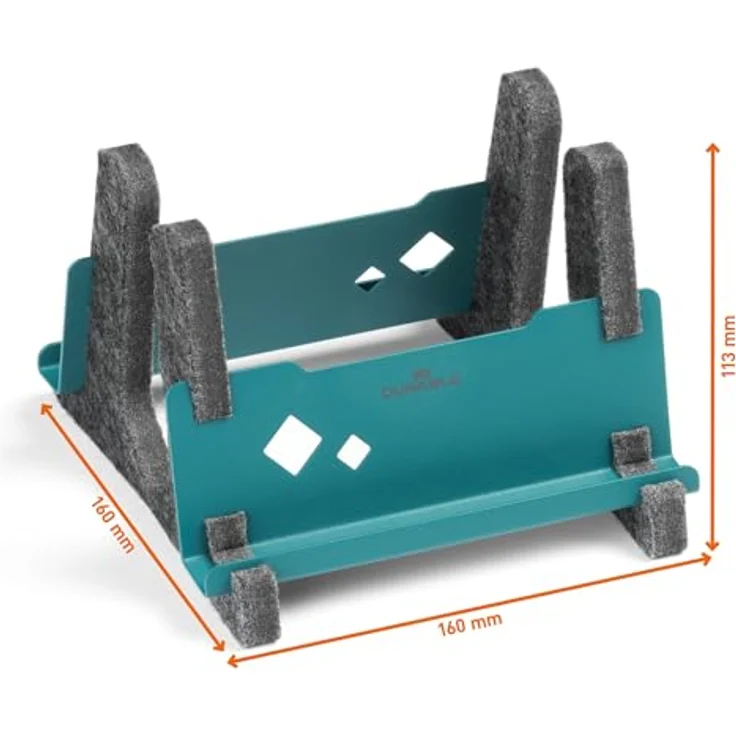 Durable Laptop Ständer Vertical Effect, vertikaler Laptop Halter aus 60% recyceltem PET-Filz mit Ablage für Handy/Tablet, Petrol/dunkelgrün, für 13“-17“ Laptops – Bild 3