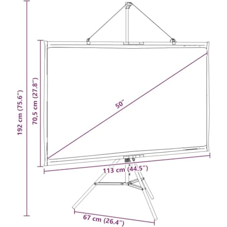 vidaXL Beamer Leinwand mit Stativ 50 Zoll 16:9, Projektionswand aus 100% Polyester für Heimkino und Präsentationen – Bild 3