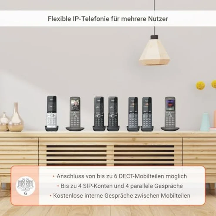 Gigaset BasicLine IP+COMFORT 500HX, VoIP Schnurloses Telefon in Schwarz/Silber, DECT/IP-DECT, HD-Sprachqualität, bis zu 6 Mobilteilen, integrierte Freisprecheinrichtung – Bild 3