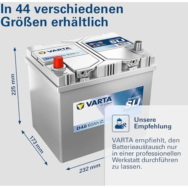 Varta D48 Blue Dynamic, 12V 60Ah Autobatterie mit 540A Kälteprüfstrom, One Size – Bild 6