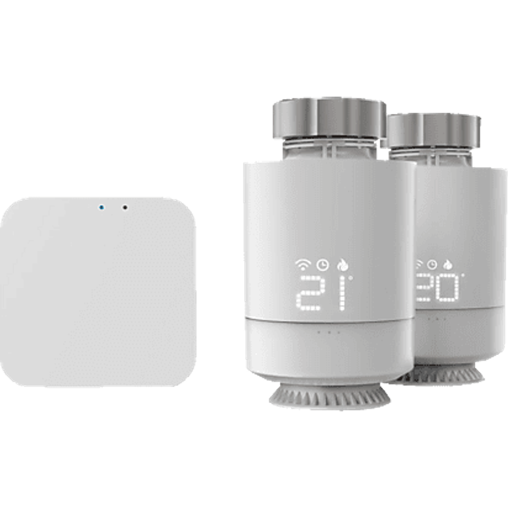 HAMA WLAN Heizkörperthermostat Starter-Set, 2x Smarte Heizungssteuerung mit Zentrale, weiß, kompatibel mit Amazon Alexa und Google Assistant – Bild 1