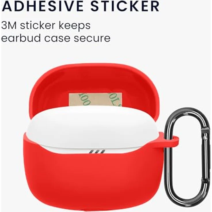 kwmobile Silikon Hülle kompatibel mit JBL Tune Beam 2 - Schutzhülle Etui Case Cover in Rot mit Anhänger und Ladeöffnung – Bild 3