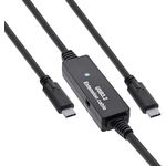 InLine USB 3.2 Gen.1 Aktives Verlängerungskabel, 15 m, USB-C zu USB-C, bis zu 5 Gb/s, schwarz, mit Steckernetzteil