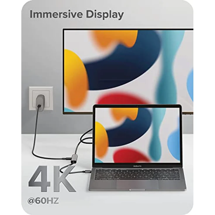 ALOGIC Ultra USB-C-zu-HDMI-Kabel, 4K externes Display, 100 W Power Delivery, geflochtenes Nylonkabel mit Metallgehäuse, 2M, kompatibel mit Windows, Mac und Chromebook – Bild 3