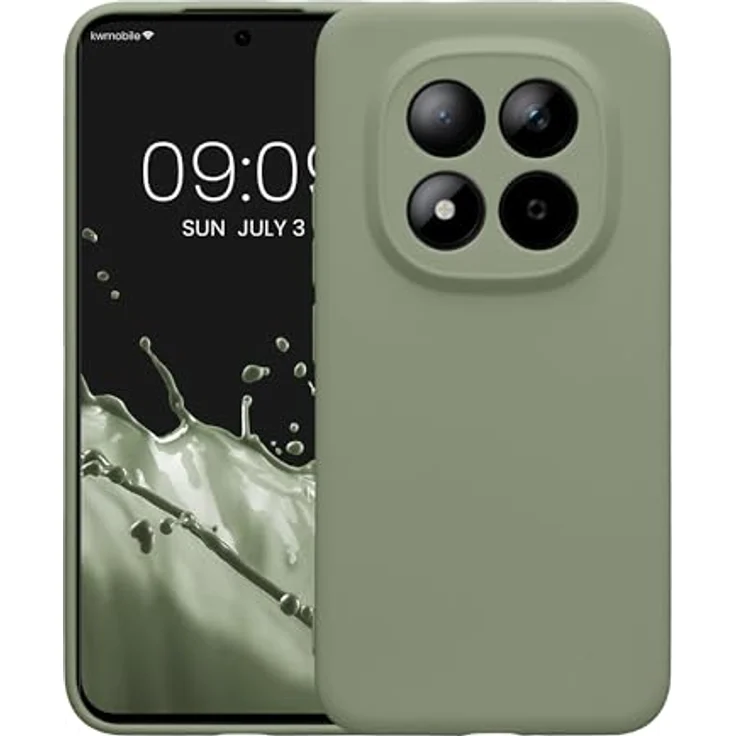 kwmobile Handyhülle für Xiaomi Redmi Note 15 Pro+ 5G / Poco M8 Pro 5G, elastisches TPU Silikon Case in Graugrün, reißfest und rutschfest mit präzisen Kameralöchern – Bild 5