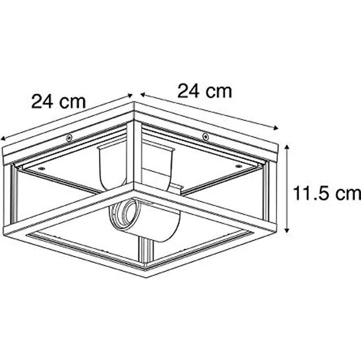 Qazqa Charlois - Design Industrie Vintage Außen Deckenleuchte schwarz IP44 - Aluminium Quadratisch IP44 LED E27 – Bild 4