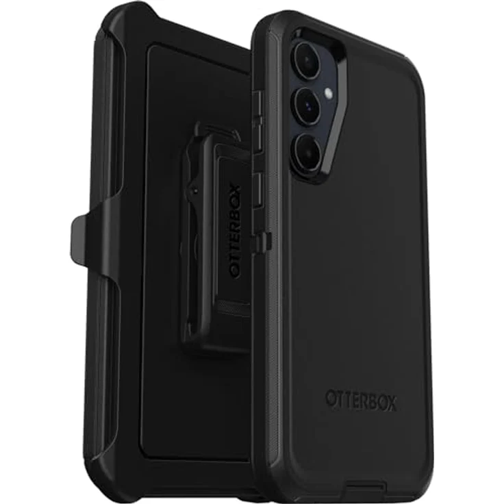 OtterBox Defender Hülle für Samsung Galaxy A55 5G, stoßfest, sturzsicher, extrem robust, Schutzhülle, 5X mehr Stürze als nach Militärstandard, kompatibel mit kabellosem Aufladen, Schwarz – Bild 1