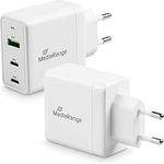 MediaRange 65W GaN Ladeadapter - 3-Port Steckdosen-Ladeadapter mit Schnellladefunktion, 1x USB-A und 2X USB-C Ausgang, kompatibel mit iPhone 13, 12, iPad Pro, AirPods Pro, Galaxy, S22, S21