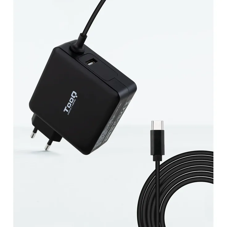 Tooq Technology TQLC-USBC90PD, 90 W USB-C Ladegerät für Notebook und Auto, Schwarz, 1,8 m Kabel, 100 V, zertifiziert nach CE, RoHS, FCC