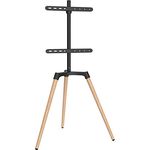 EasyLife - Design STAFFELEI Tripod TV-Stativ - Höhenverstellbar + Kabelmanagement - VESA bis 400x400 (Schwarz/Buche hell)