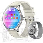 Valdus Damen's IP67 Wasserdicht Telefonfunktion Fitness-Tracker Elegant Smartwatch (3,63 cm/1,43 Zoll, Android/iOS) mit AMOLED HD-Touchscreen, mit austauschbarem weichem Mesharmband - 250 mAh mit Herzfrequenz, SPO2, Schrittzähler & Blutdrucksensor in Schwarz.