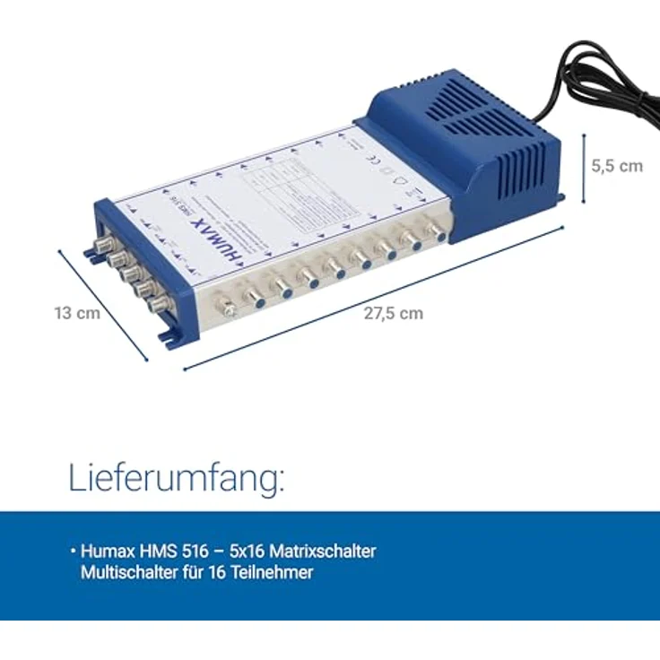 Humax HMS 516 5x16 Multischalter für 16 Teilnehmer (Quattro und Quad LNB, Netzteil mit Standby Funktion) – Bild 3