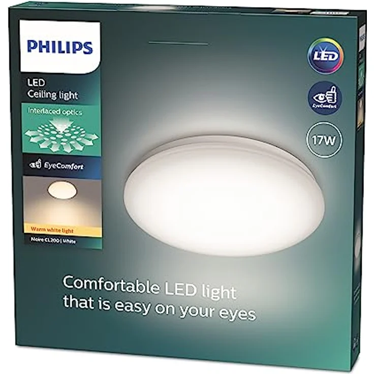 PHILIPS Moire Wand- und Deckenleuchte, 17W, warmweiß, weiß – Bild 1