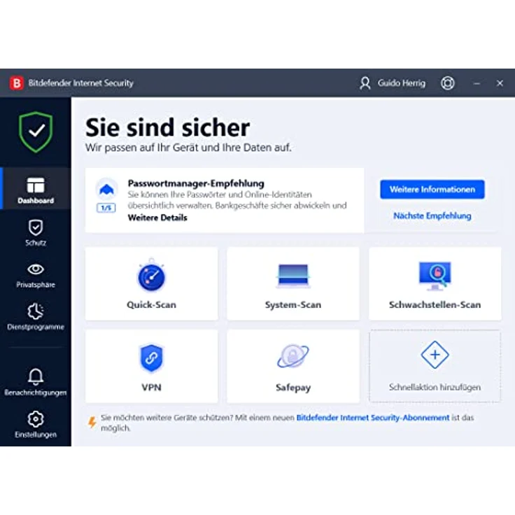 Bitdefender Internet Security 3 Geräte / 18 Monate (Code in a Box) - Umfassender Echtzeitschutz, verbessertes Bitdefender VPN, Schwachstellenbewertung – Bild 2