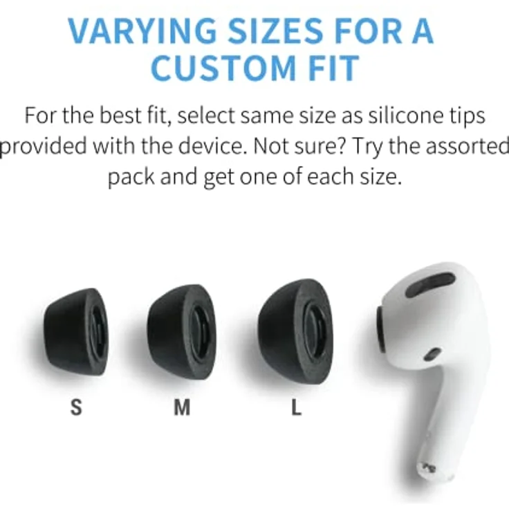 Comply Foam Tips 2.0 für AirPods Pro, Memory Foam Ohrpassstücke mit TechDefender, 3 Paar in Schwarz, Größen S/M/L – Bild 8
