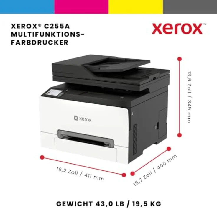 Xerox C255a, Farblaser-Multifunktionsdrucker, 2400 x 600 DPI, A4, WLAN, Automatischer Duplexdruck, Weiß-Schwarz – Bild 2