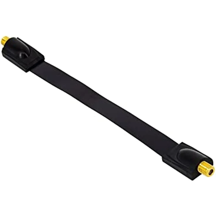Premium X 2x Sat Fensterdurchführung Set, 4x vergoldete F-Stecker, 4x Gummitüllen, 26cm flaches Koaxialkabel schwarz, DVB-C/DVB-T – Bild 3