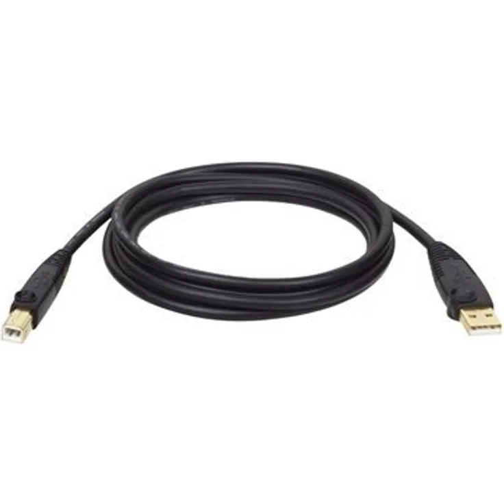 Eaton TRIPPLITE USB 2.0 A/B Kabel M/M, 4,57 m, vergoldete Kontakte, schwarze Farbe, 480 Mbit/s Datenübertragungsrate