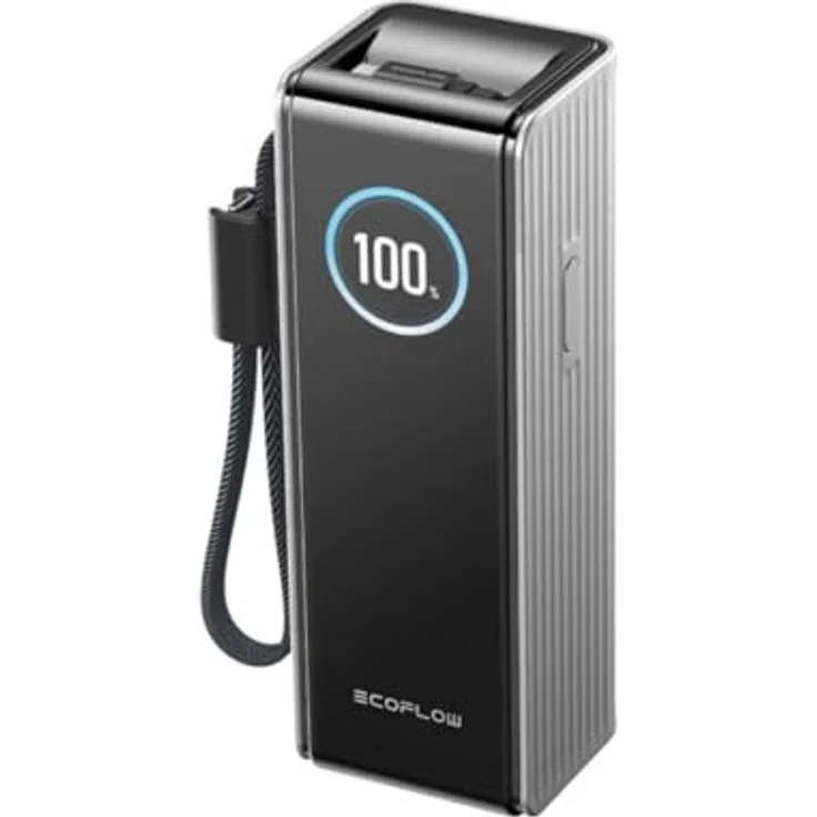 EcoFlow RAPID Powerbank 25.000 mAh, 100 W, integrierte Kabel, Silber – Bild 2
