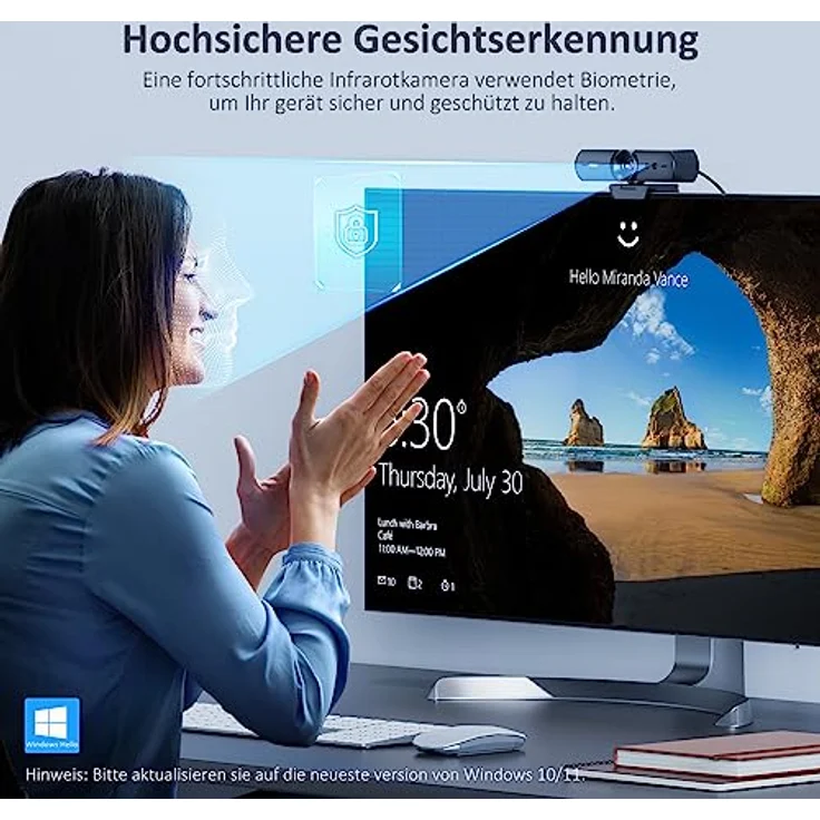 NexiGo HelloCam, 1080p Webcam mit Windows Hello und Mikrofon, Echter Datenschutz mit Automatischem Abdeckung, für Streamen von Online-Kursen, Kompatibel mit Zoom/Skype/Teams – Bild 2