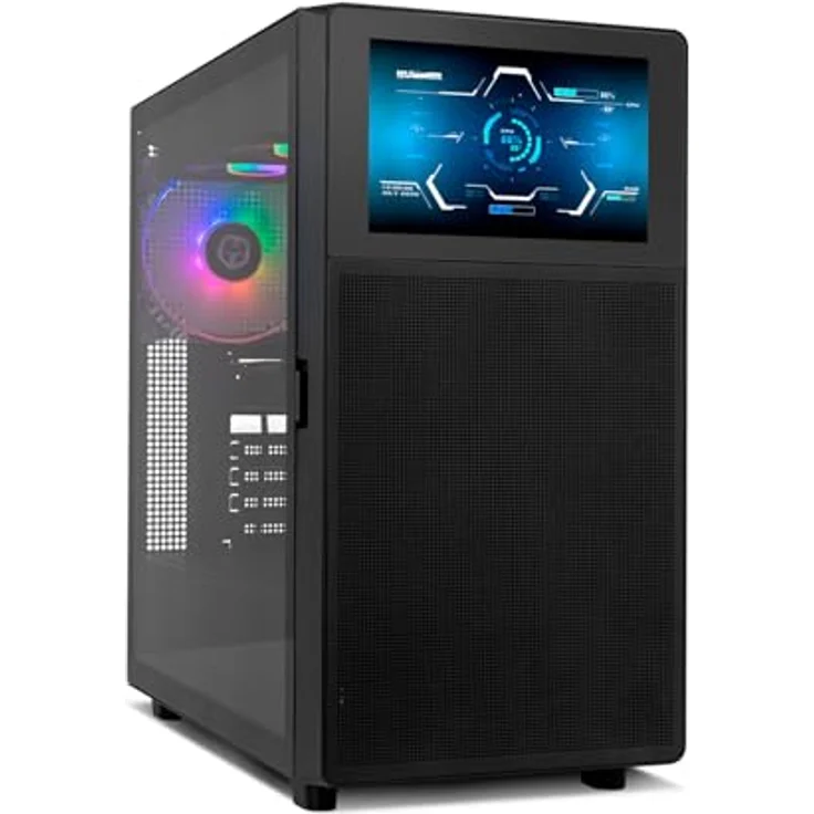 NOX XTREME PRODUCTS Hummer BIOS - Semitower ATX | M-ATX | ITX, anpassbares 8"-LCD-Display, Platz für 11 Lüfter, USB-C und 3.0, Schwarz – Bild 5