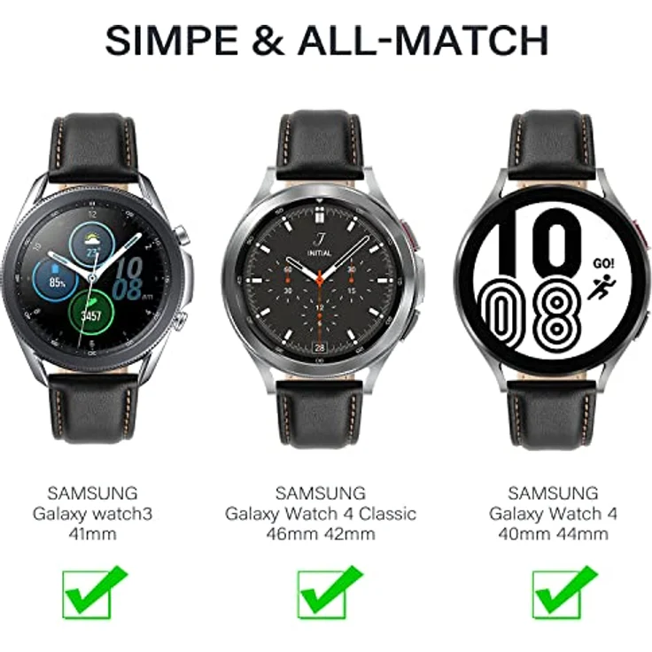 Tuocal Leder Armband für Samsung Galaxy Watch 7/6/5/4/Active, 20mm, Schwarz Braun, Hochwertiges Echtleder, Einfache Anpassung, Schnellverschluss – Bild 2