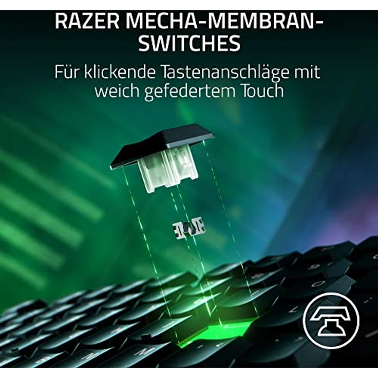 Razer Ornata V3 Tenkeyless - Kompakte Flache Gaming-Tastatur (Mecha-Membran-Switches, Tastenkappen mit Anti-UV-Beschichtung, Beleuchtete Separate Medientasten) QWERTZ DE-Layout | Schwarz – Bild 3