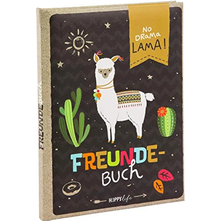 goldbuch 43581 Freundebuch Happylife Lama DIN A5, Freundschaftsbuch zum Ausfüllen, Erinnerungsbuch an Freunde, Notizbuch mit 88 illustrierte Seiten, Einband mit Kunstdruck, ca. 15 x 21 x 1,5 cm – Bild 2