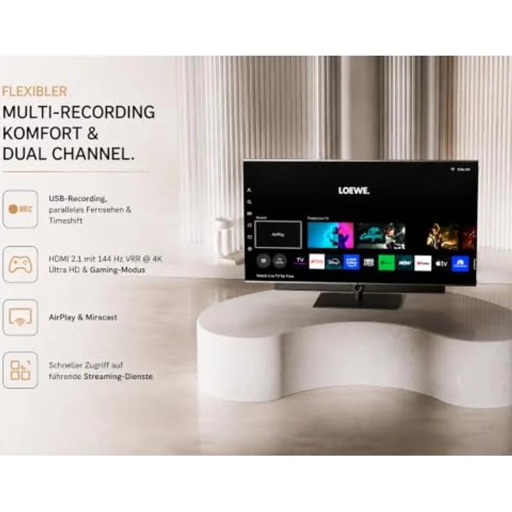 Loewe Antares 65 OLED Smart TV, 65 Zoll 4K Ultra HD, Dolby Vision IQ, Dolby Atmos, HDMI 2.1, 144 Hz Gaming, Dual Channel Recording, Streaming TV, Schwarz – Bild 4
