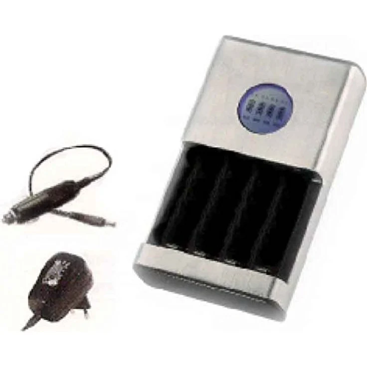 EP E + P C 120 Auto/Indoor Schwarz, Silber – Akku Ladegeräte mit LCD Display, Metallgehäuse, für AA und AAA Batterien – Bild 1