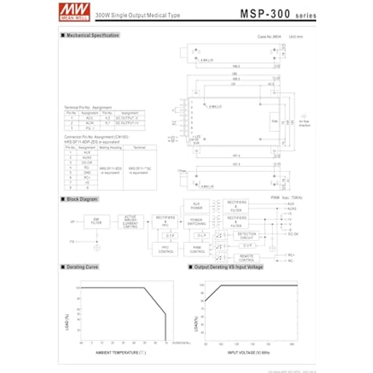 Mean Well MSP-300-12, 324W medizinisches Netzteil, 12V/27A mit aktiver PFC und hohem Wirkungsgrad – Bild 4