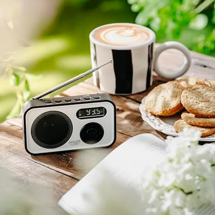 Adler AD 1906 PLL AM/FM Digitalradio, modernes Kofferradio mit USB-C, 20 Speicherplätzen, Alarmfunktion, weiß schwarz – Bild 10