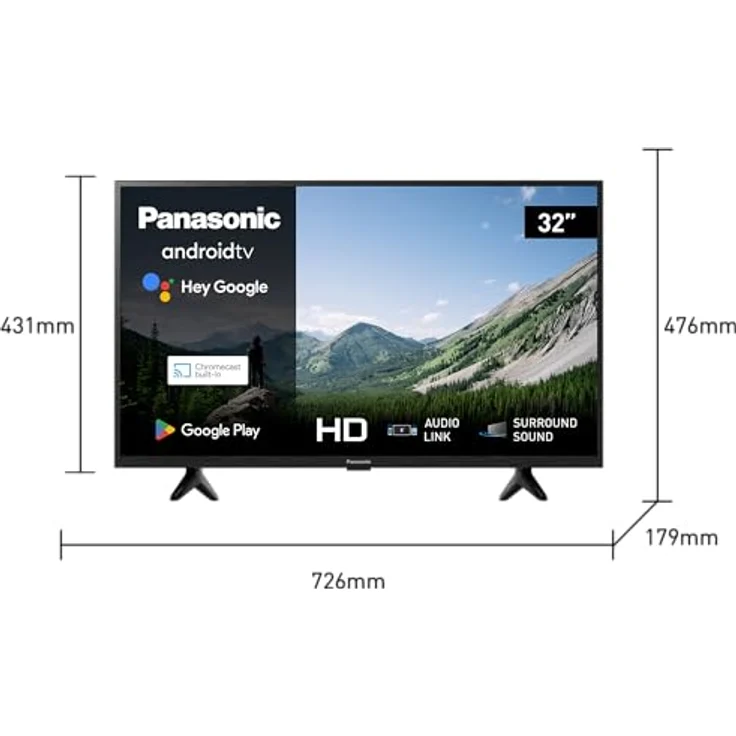 Panasonic TX-32MSW504, 32 Zoll HD LED Smart 2023 TV, Android TV, Surround Sound, Google Assistant, Chromecast, Bright Panel, HD Color Engine, Schwarz – Bild 2