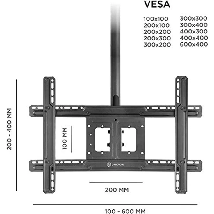 ONKRON N2L TV Deckenhalterung Halterung Decke 32-80 Zoll ausziehbar 717-3104 mm für Flach & Curved LED LCD QLED OLED Fernseher Monitore schwenkbar neigbar riesig VESA Schwarz – Bild 5