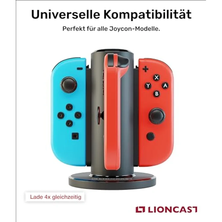 Lioncast Joy-Con Quad-Charger für Nintendo Switch, Controller Ladestation mit stabilem Stand, LED-Ladeanzeige – Bild 3