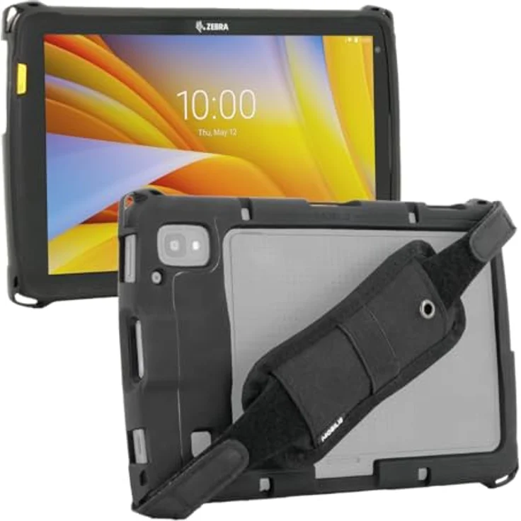 MOBILIS Verstärkte Schutzhülle für Zebra Tablet ET40 ET45 8", stoßfest mit Handschlaufe und Stifthalter, 40x sturzsicherer als Militärstandard, aus recycelten Materialien, schwarz – Bild 1