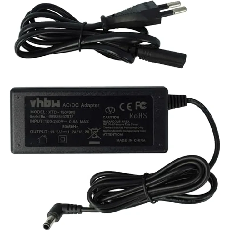 vhbw Netzteil für Epson Perfection Scanner (V37, V350, V330, V33, V300, V30, V220, V200, V370, V100, V10), 230 cm, schwarz - zuverlässige Stromversorgung mit Euro-Stecker