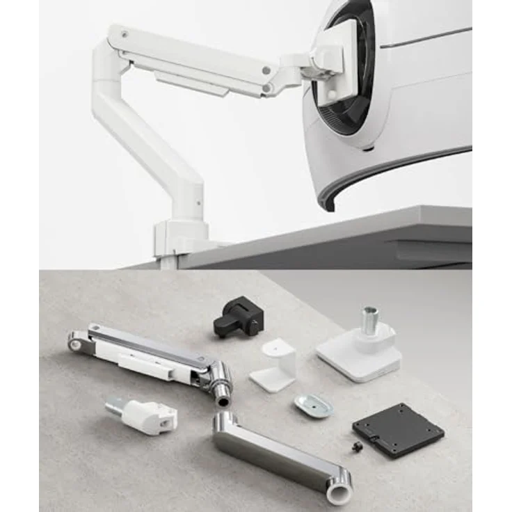 Equip 650181 Robuste Monitor-Tischhalterung für 17 bis 49 Zoll, weiß - Gasfederstruktur, frei neigbar, Kabelklemmen – Bild 5