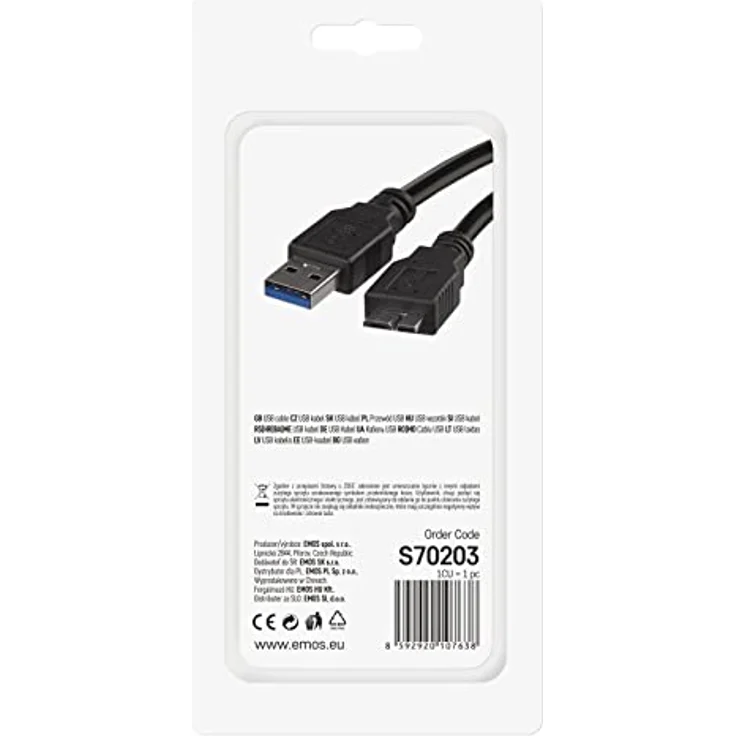 EMOS Festplattenkabel 3.0 Micro USB auf USB, 5 Gbit/s, 1m, schwarz – Bild 5