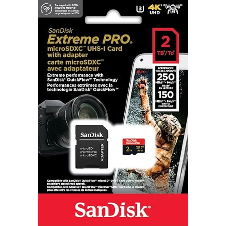 SanDisk Extreme PRO microSDXC UHS-I Speicherkarte 2TB + SD Adapter & RescuePRO Deluxe (5K, 4K UHD, A2, Class 10, U3, V30) – Bild 3