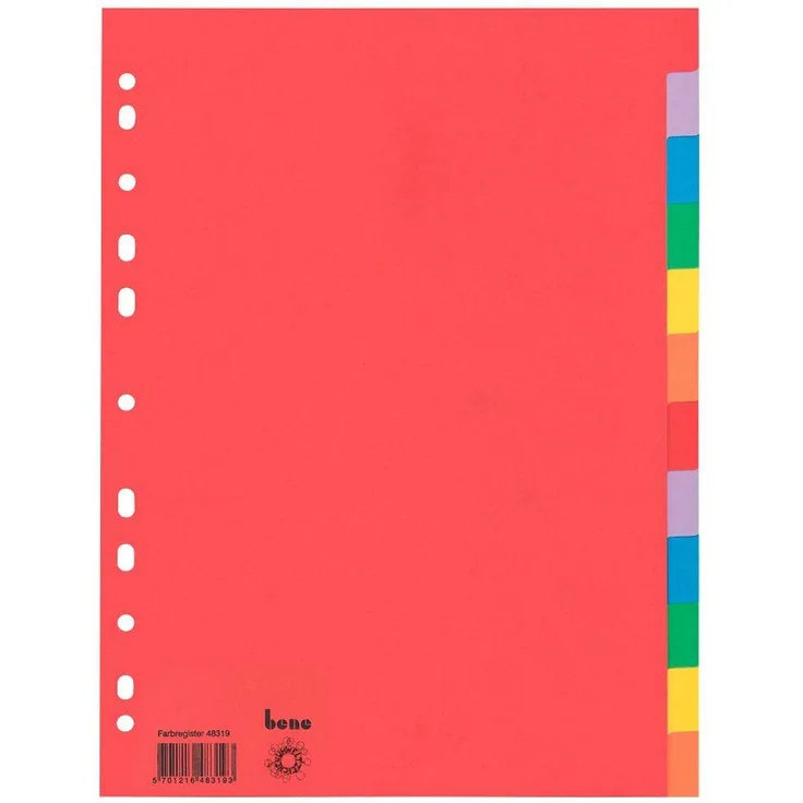 bene Aktenordner bene 48319 Ordnerregister DIN A4 Vollformat blanko farbsortier
