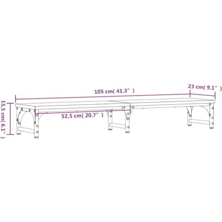 vidaXL Monitorständer Schwarz, ergonomischer Holzwerkstoff mit zusätzlichem Stauraum, 105 x 23 x 15,5 cm – Bild 2