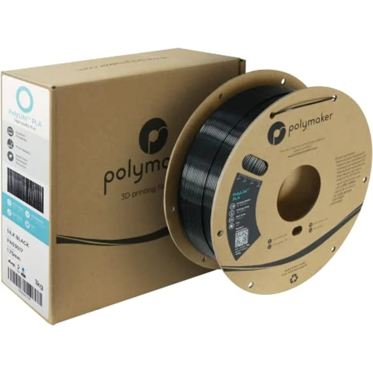 Polymaker PolyLite PLA, 3D-Druckmaterial, 1.75mm, 1kg, Silk Black, hohe Steifigkeit und Zuverlässigkeit – Bild 5