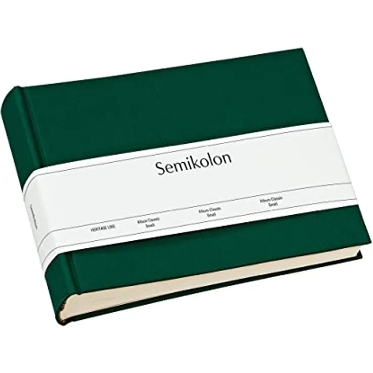 Semikolon 363974 Album Classic Small – 21,5 x 16 cm – 80 Seiten cremefarben, für 10 x 15 Fotos – forest grün