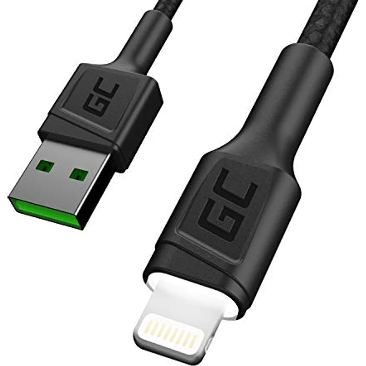 Green Cell GC Ray SET 3x USB-A - Lightning Typ-C Ladekabel 2m mit LED-Beleuchtung, Schwarz, Schnellladekabel für iPhone 14, 13, 12, 11, SE, Pro Max, X, XR, XS Max, 8, 7 Plus, 6, 6S, 5, 5C, 5S Plus – Bild 3