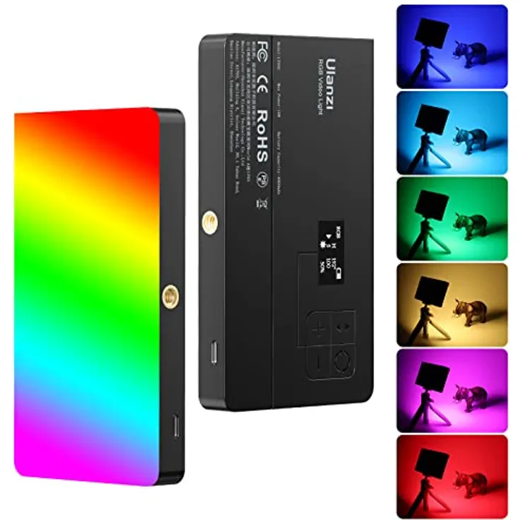 ULANZI LT002 RGB LED Videoleuchte, 7" Video Licht Dimmbare 2500K-9000K, Kamera Licht mit Magneten, CRI 95+, eingebauter 4000mAh Akku, tragbare Foto Licht für DSLR Kamera Videofotografie