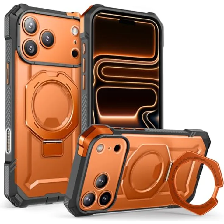 SUPCASE iPhone 17 Pro Max Hülle Unicorn Beetle Grip, Militärstandard Fallschutz, MagSafe-kompatibel, integrierter Ringhalter, Coral