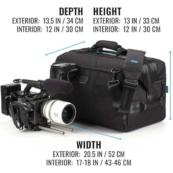 Tenba Cineluxe v2 Umhängetasche 21 Hightop, Kamerazubehör für professionelle Camcorder und ENG-Rigs bis 46 cm, schwarz – Bild 3